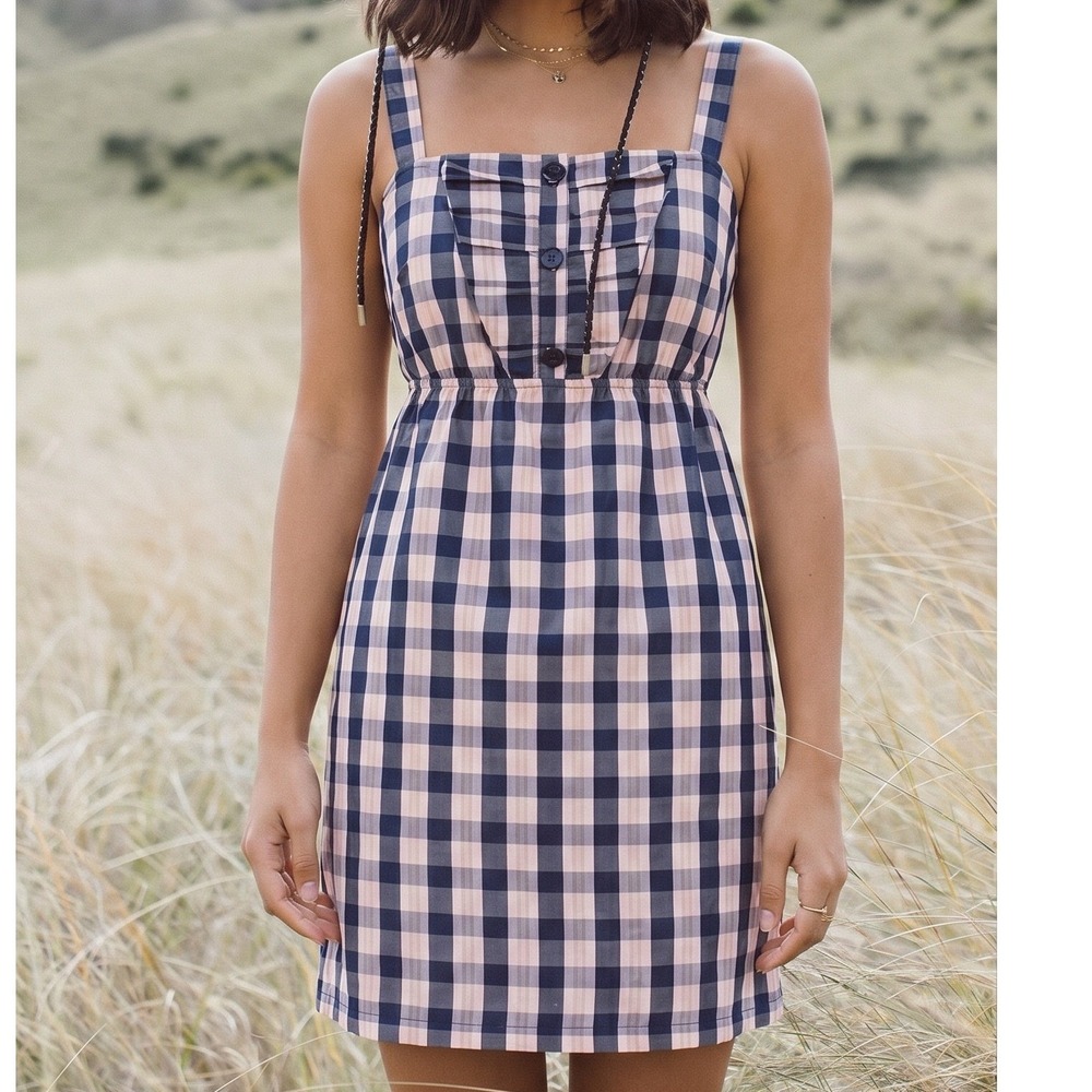 Maeve Clueless Preppy Academia plaid outshine sleeveless taffeta dress XS Y2K